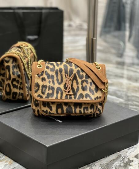 2021 cheap Saint Laurent leopard small shoulder bag