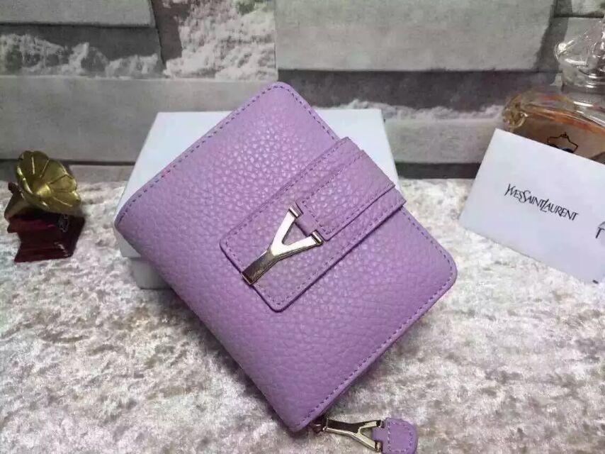 2015 New Saint Laurent Bag Cheap Sale-YSL Wallet in Lavender Grained Calfskin Leather
