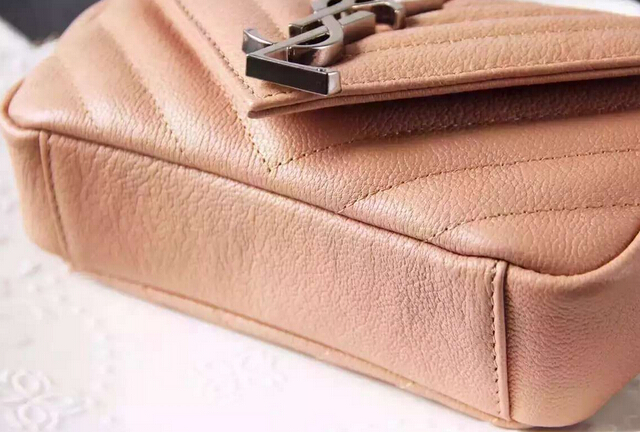Spring 2016 Saint Laurent Bags Cheap Sale-Saint Laurent Mini Classic Monogram College Bag in Apricot Matelasse Leather - Click Image to Close