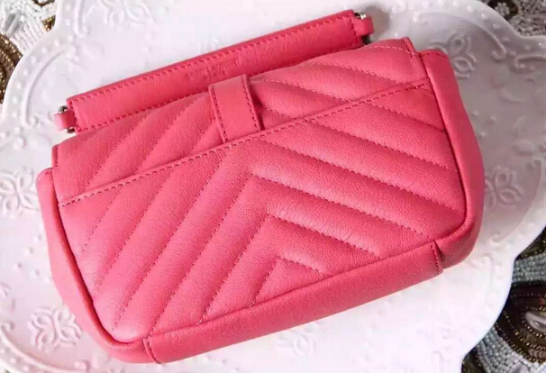 Spring 2016 Saint Laurent Bags Cheap Sale-Saint Laurent Mini Classic Monogram College Bag in Pink Matelasse Leather - Click Image to Close