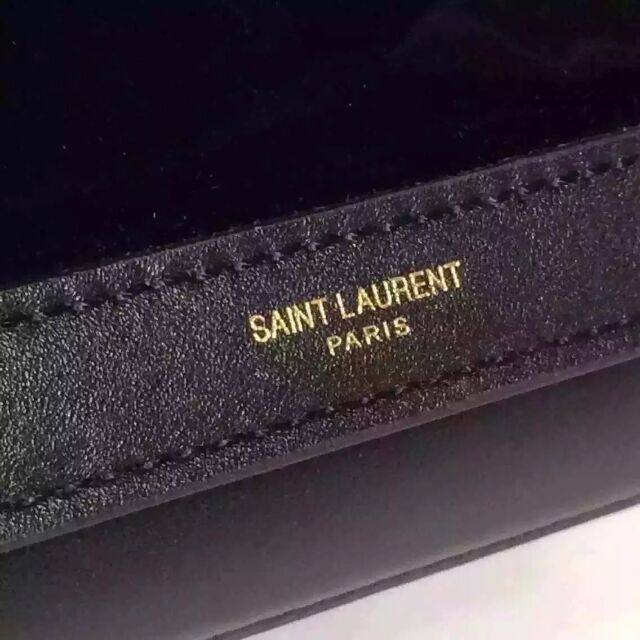 2015 New Saint Laurent Bag Cheap Sale- YSL Color Matching Clutch in Black Calfskin And Patent Leather - Click Image to Close