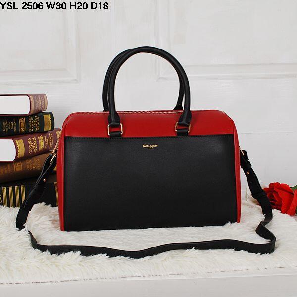 Signature Saint Laurent Duffle Bag in black & red leather