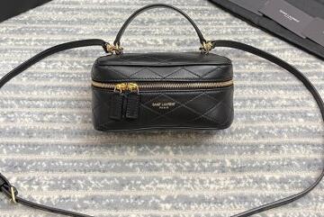 2022 Saint Laurent Mini Vanity Case Bag in Quilted Lambskin 669560 Black