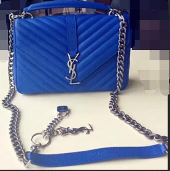 Saint Laurent Classic Medium COLLEGE MONOGRAM Bag in Blue MATELASSE Leather