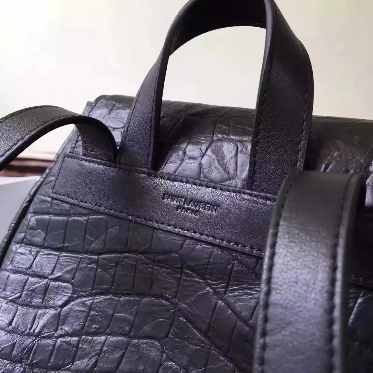 Limited Edition!2016 New Saint Laurent Bag Cheap Sale-Saint Laurent Festival Backpack in Black Crocodile Embossed Leather - Click Image to Close