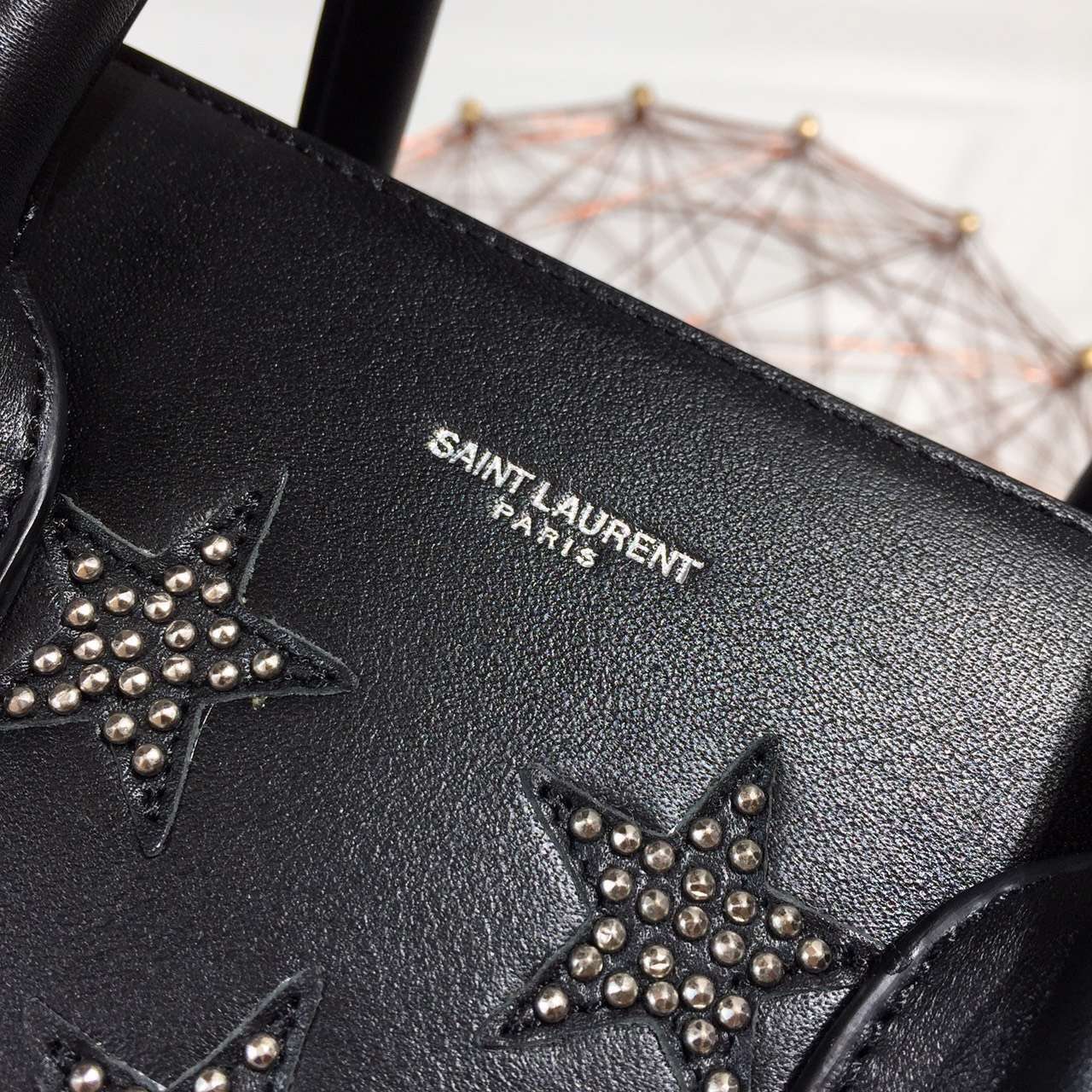 2015 New Saint Laurent Bag Cheap Sale-Saint Laurent Classic 32cm Sac De Jour Bag in Black Calf Leather with Star Studs - Click Image to Close
