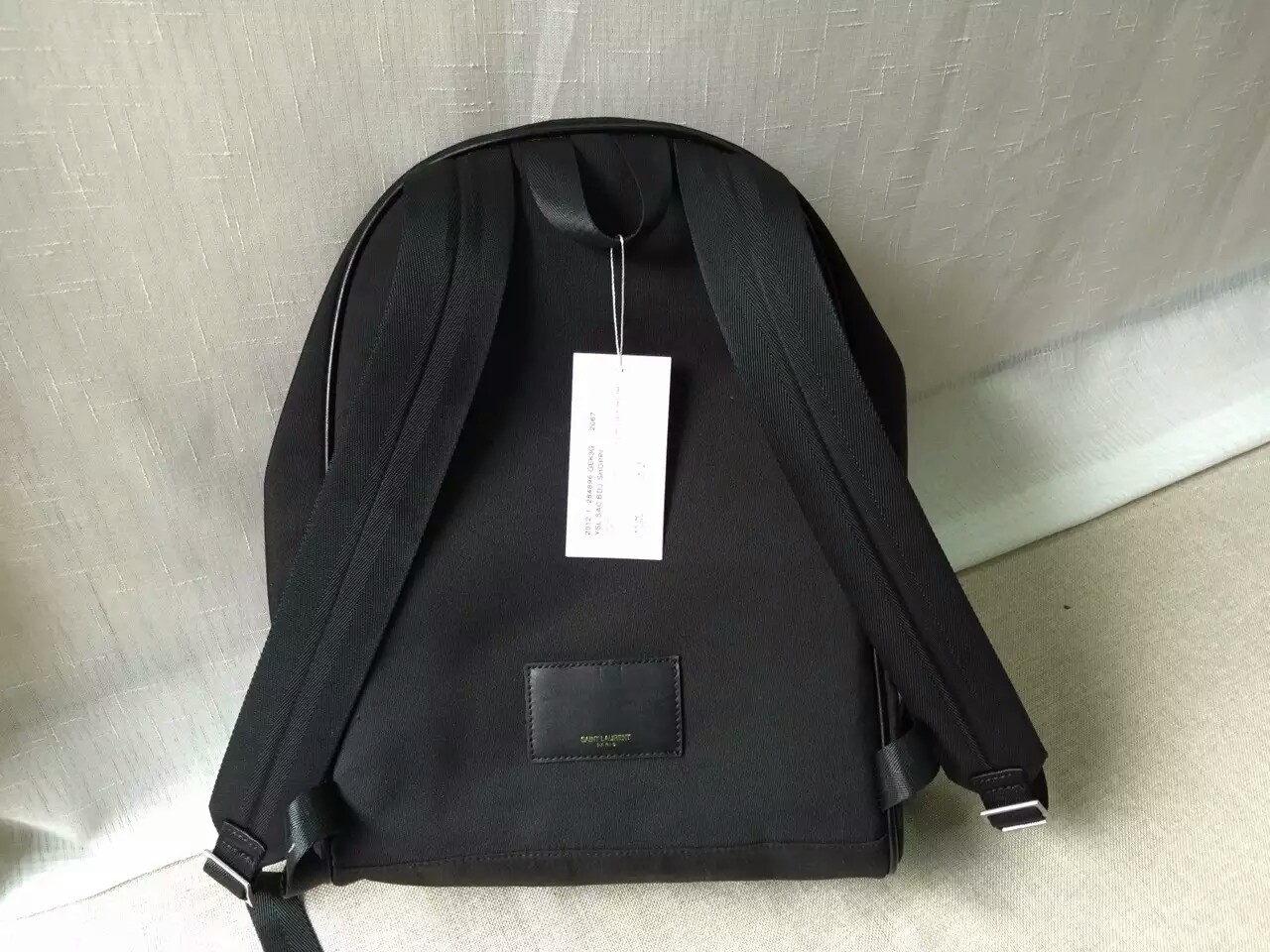2016 Saint Laurent Bags Cheap Sale-Saint Laurent Classic Hunting Monogram California Backpack in Black Printed Nython and Leather NO7780137 - Click Image to Close