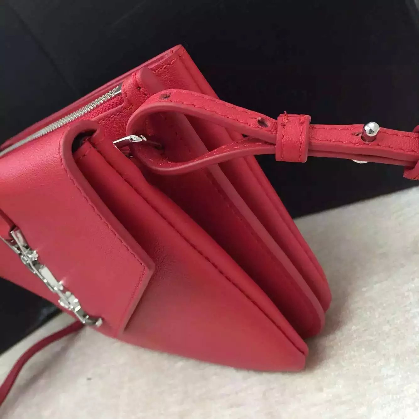 Limited Edition!2016 New Saint Laurent Bag Cheap Sale-Saint Laurent Trio Bag in Red Calfskin Leather - Click Image to Close