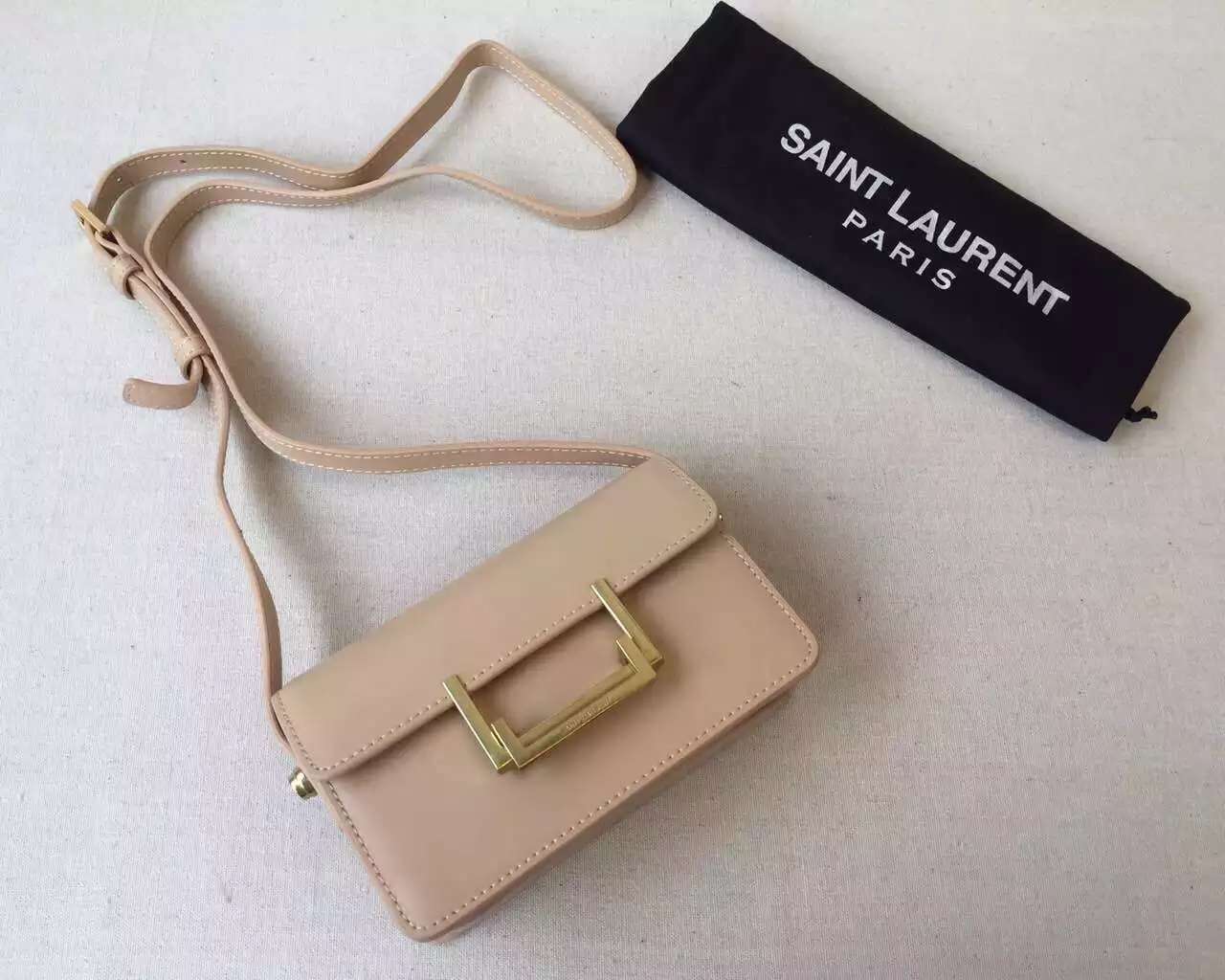 2015 Cheap YSL Out-Sale with Free Shipping-Saint Laurent Classic Small Lulu Leather Bag in Apricot Calfskin Leather