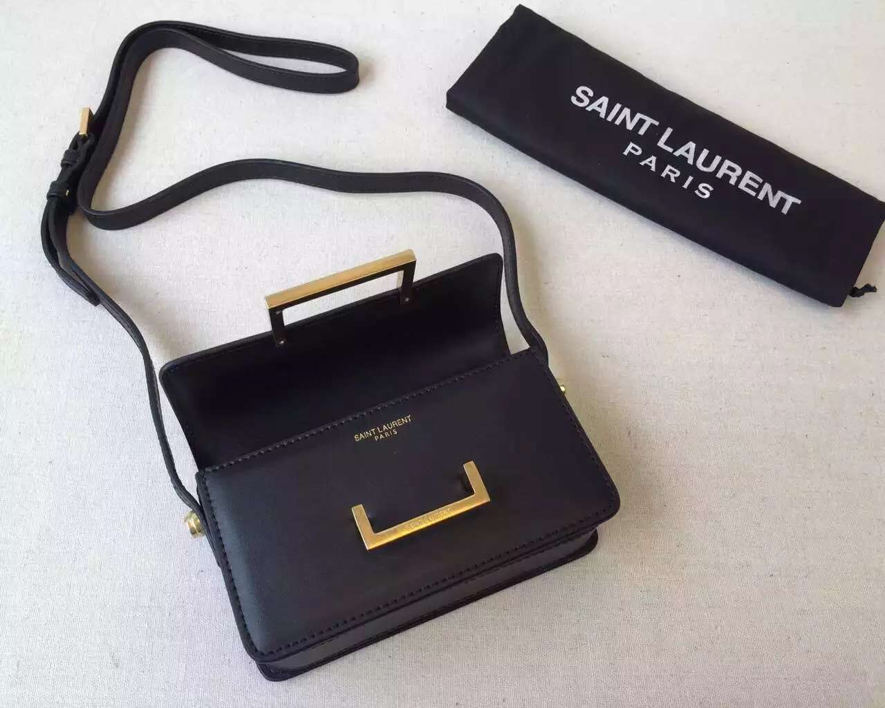 2015 Cheap YSL Out-Sale with Free Shipping-Saint Laurent Classic Small Lulu Leather Bag in Black Calfskin Leather - Click Image to Close