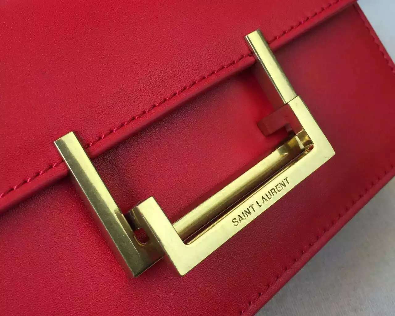 2015 Cheap YSL Out-Sale with Free Shipping-Saint Laurent Classic Small Lulu Leather Bag in Red Calfskin Leather - Click Image to Close