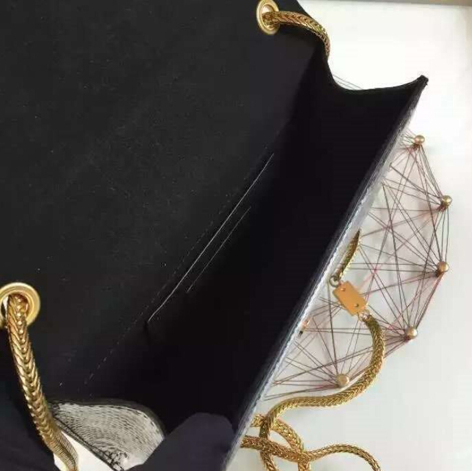 2016 Saint Laurent Bags Cheap Sale-Saint Laurent Medium Tassel Satchel in Black Python Embossed Leather SMTSP-BLACK - Click Image to Close