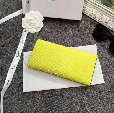 2015 New Saint Laurent Bag Cheap Sale- Saint Laurent YSL Snake Leather Wallet in Yellow - Click Image to Close