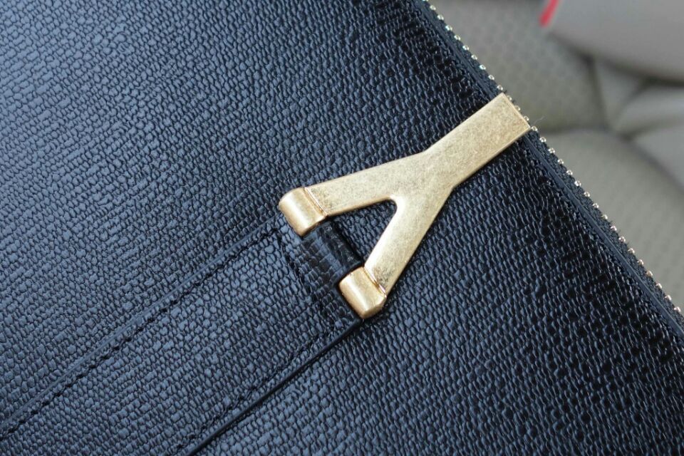 2015 New Saint Laurent Bag Cheap Sale- Saint Laurent Classic Y Zip Around Wallet in Navy Blue Grain Leather - Click Image to Close