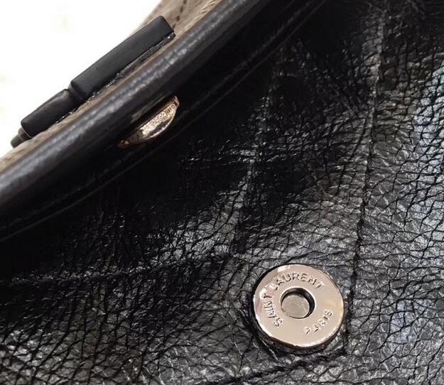 YSL Medium Monogramme Niki Chain Bag in Black Vintage Crinkled Leather - Click Image to Close