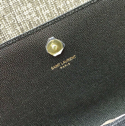 2015 New Saint Laurent Bag Cheap Sale- Classic Monogramme Saint Laurent Clutch in Black Small Grained Leather - Click Image to Close