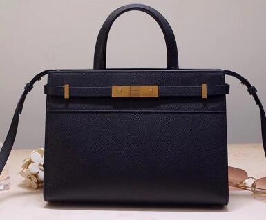2020 Saint Laurent Manhattan Mini Tote Bag in Grained Leather 593742 Black