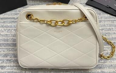 2022 Cheap Saint Laurent Le Maillon Small Chain Bag in Quilted Lambskin White