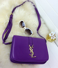 Cheap 2014 YSL Bags outlet-Saint Laurent Classic Middle Monogram Saint Laurent Université Bag In Purple Leather 23CM