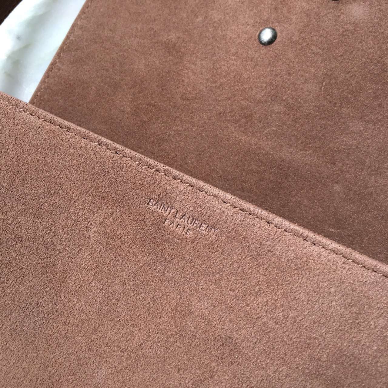 Limited Edition!2016 Saint Laurent Bags Cheap Sale-Saint Laurent Kim Cross Bag in Ocher suede Leather - Click Image to Close