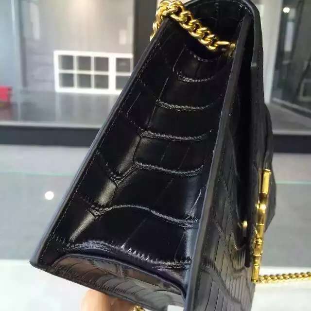 Limited Edition!2016 New Saint Laurent Bag Cheap Sale- Saint Laurent Medium Monogram Satchel in Black Crocodile Embossed Calfskin Leather - Click Image to Close