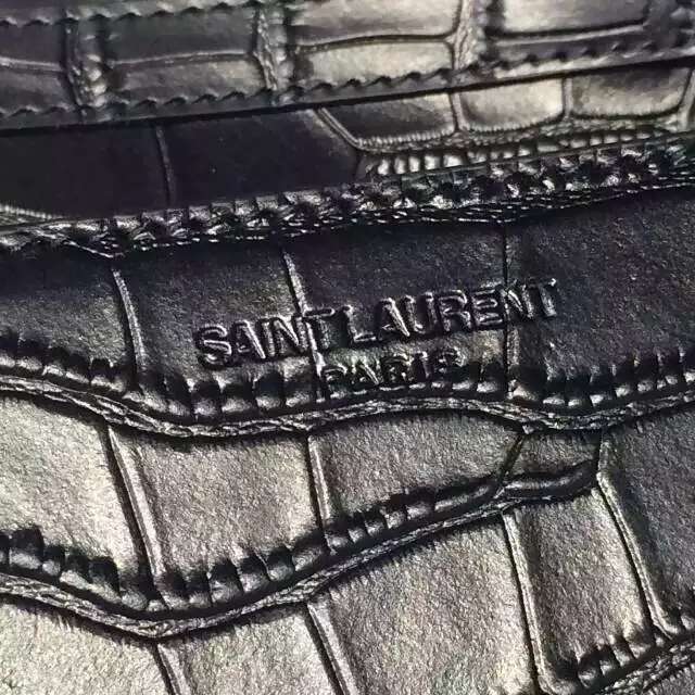 Limited Edition!2016 New Saint Laurent Bag Cheap Sale- Saint Laurent Medium Monogram Satchel in Black Crocodile Embossed Calfskin Leather - Click Image to Close