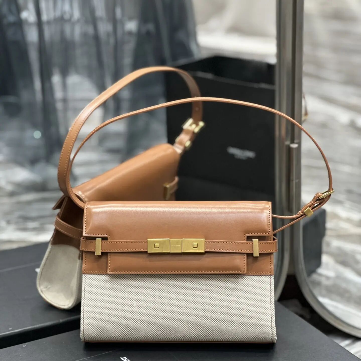 2023 New YSL manhattan shoulder bag in canvas and leather