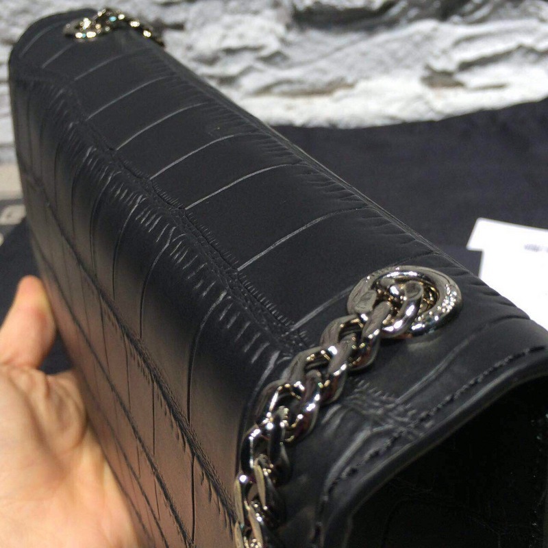 2015 New Saint Laurent Bag Cheap Sale-Classic Saint Laurent Tassel Satchel in Superior Black Crocodile Embossed Calf Leather - Click Image to Close