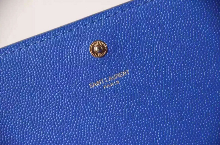 Fall/Winter 2015 Saint Laurent Bag Cheap Sale- Saint Laurent Classic Medium Kate Monogram Satchel in Blue Grain de Poudre Textured Leather - Click Image to Close