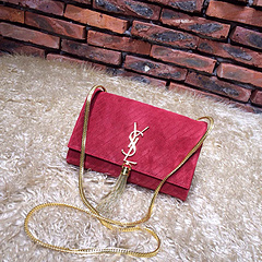 2015 New Saint Laurent Bag Cheap Sale- YSL Chain Bag in Brick Red Nubuck Leather YSL12118