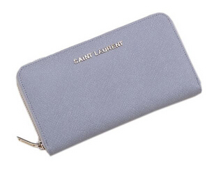 Hot Sale!2015 New Saint Laurent Bag Outlet- YSL Saffiano Leather Zippy Wallet 340841 Grey