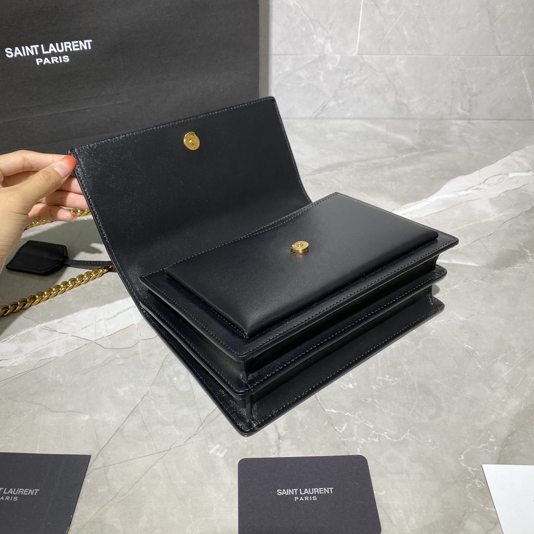 2020 cheap Saint Laurent Sunset Bag black suede leather [1113] - $289. ...