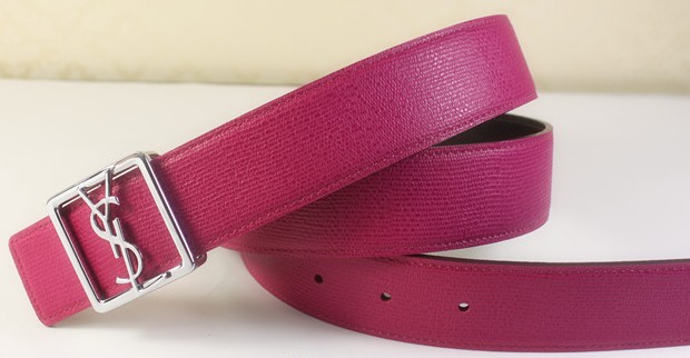 2013 Cheap YSL Leather belt in peony pink with silver buckle,Discount Ysl belt on sale