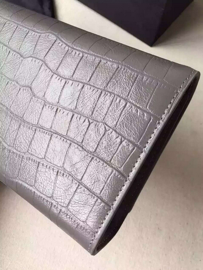 YSL Spring 2016 Collection Outlet-Saint Laurent Classic Monogram Clutch in Fog Crocodile Embossed Leather - Click Image to Close