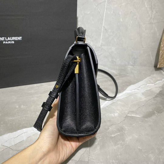 2020 Saint Laurent Cassandra Mini Top Handle Bag in black grain de ...