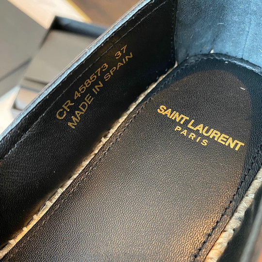2020 Saint Laurent Monogram Espadrilles in black lambskin leather ...