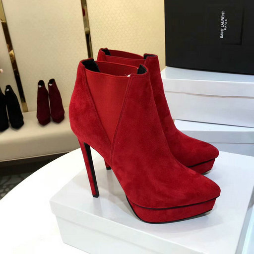 2017 New Saint Laurent Ankle Boot in Red Suede Leather [170821F] - $190 ...