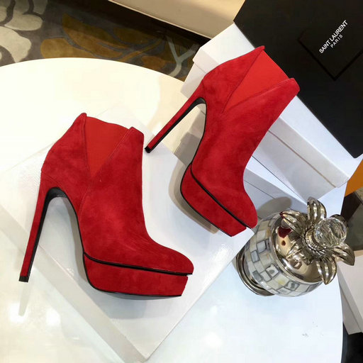 2017 New Saint Laurent Ankle Boot in Red Suede Leather [170821F] - $190 ...