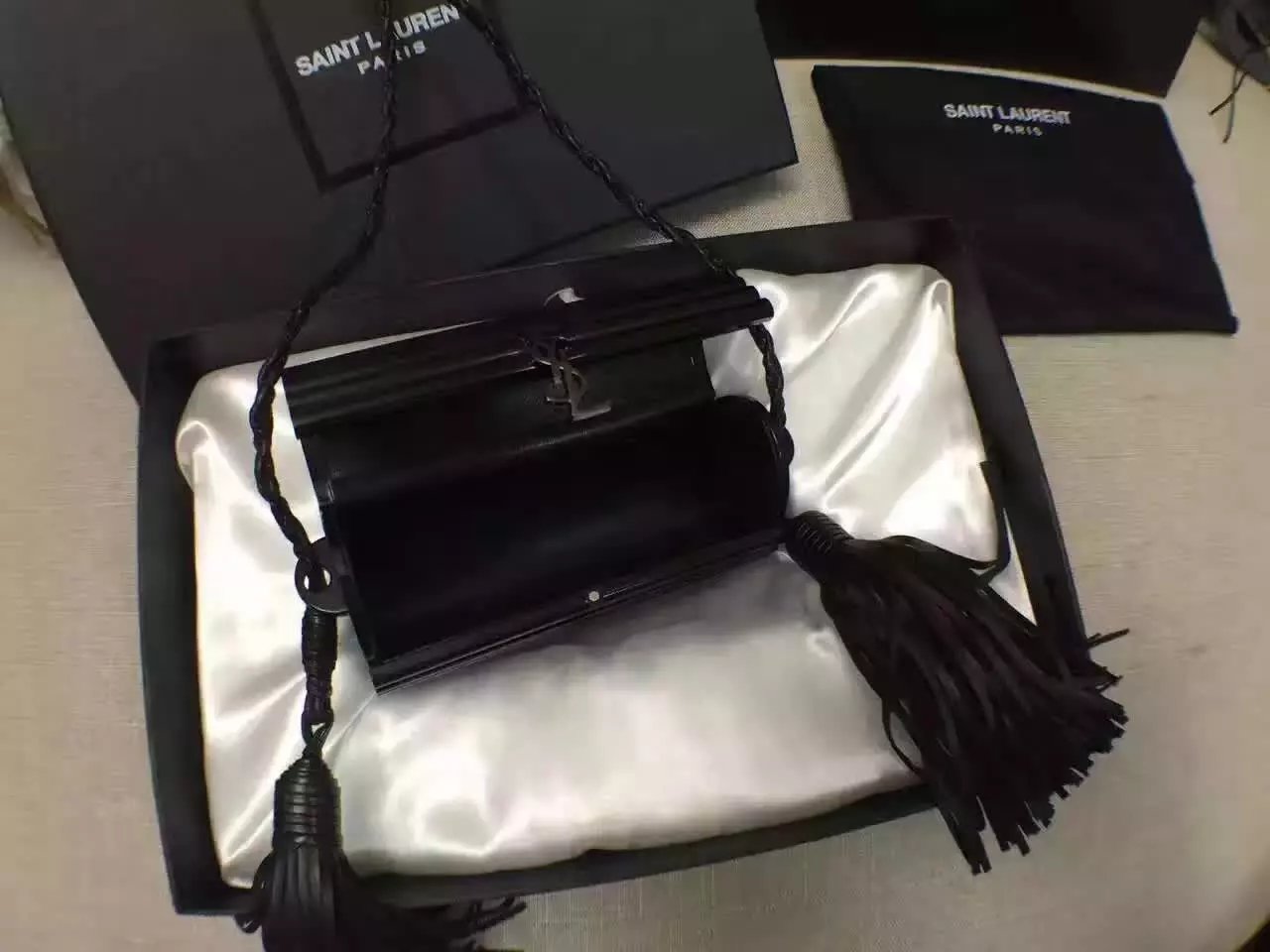 Limited Edition!2016 Cheap YSL Out Sale with Free Shipping-Saint Laurent Opium Minaudiere Bag in Black Plexiglas and Black Leather - Click Image to Close