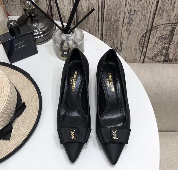 2020 Cheap Saint Laurent anais BOW PUMS IN SMOOTH LEATHER BLACK