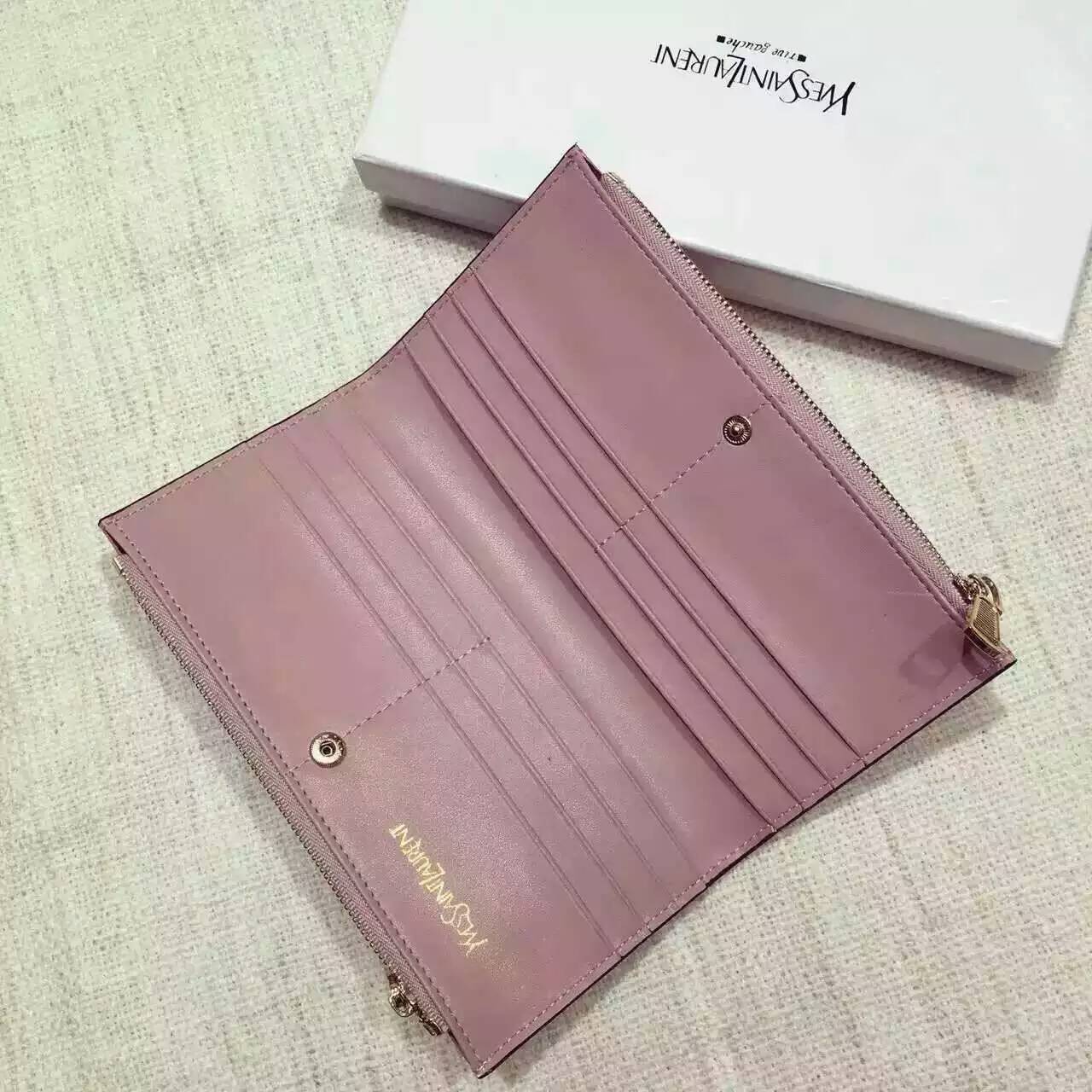 Limited Edition!2016 New Saint Laurent Small Leather Goods Cheap Sale-Saint Laurent Zippy Wallet in Pink Python Embossed Leather - Click Image to Close
