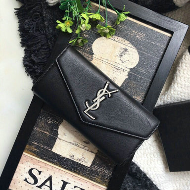 Classic Saint Laurent Leather Wallet in Black - Click Image to Close