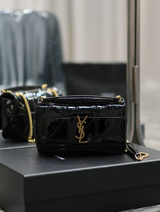 2023 cheap Saint Laurent Small Jamie Bag in Black Patent Leather