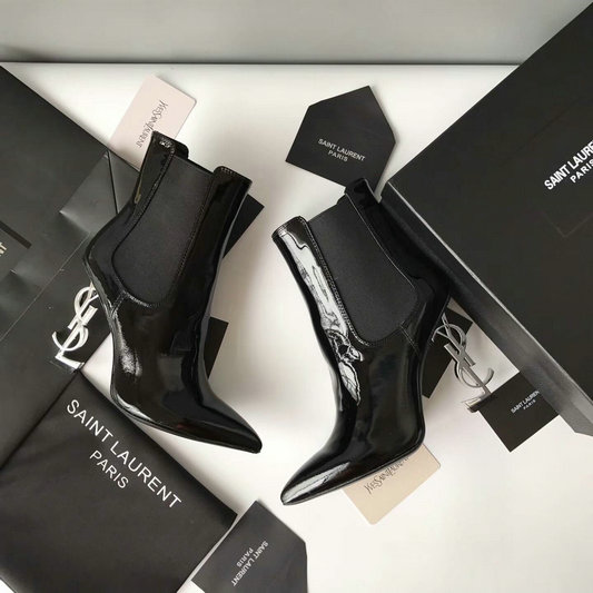 2017 New Saint Laurent Opyum 110 Ankle Boot Black Patent Leather and ...